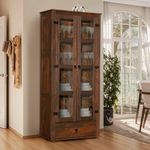 Cristaleira-Rustica-Madeira-Macica-2-Portas-Vidro-1-Gaveta-Imbuia-Classic-Shop-JM-02