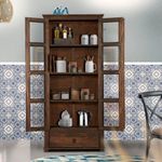 Cristaleira-Rustica-Madeira-Macica-2-Portas-Vidro-1-Gaveta-Imbuia-Classic-Shop-JM-08