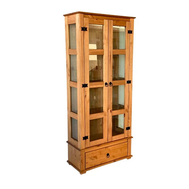 Cristaleira-Rustica-Madeira-Macica-2-Portas-Vidro-Lateral-Mel-D106VL-Denk-02