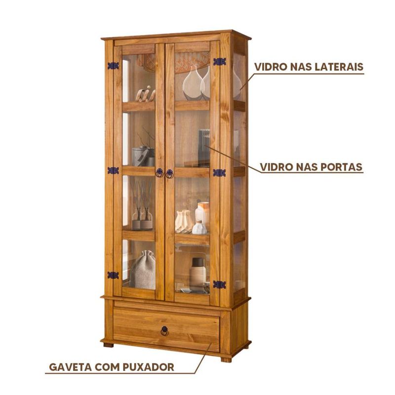 Cristaleira-Rustica-Madeira-Macica-2-Portas-Vidro-Lateral-Mel-D106VL-Denk-03