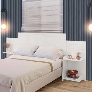Cabeceira Casal, Queen Size E Solteiro Com Nichos Laterais Branco Grécia Fênix