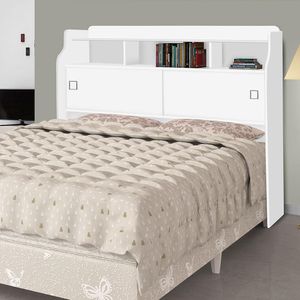 Cabeceira Casal 2 portas 3 nichos Jessa Branco