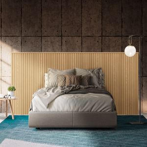 Cabeceira Ripada Casal Queen 240cm Com Frame Carvalho Limoeiro Shop JM