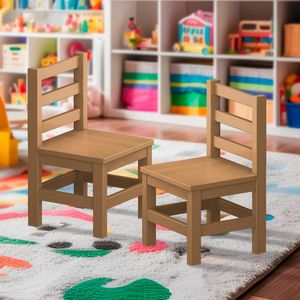 Conjunto Infantil 2 Cadeiras Madeira Maciça Nogueira Taron Shop Jm