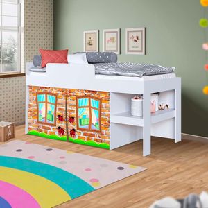 Cama Cabaninha Solteiro Infantil Branco Fantasia Shop JM