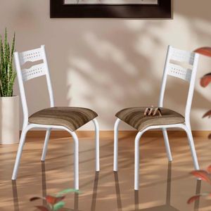 Conjunto 2 Cadeiras Aço Branco Capuccino Luna Ciplafe