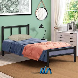 Cama de Ferro Tubular Solteiro 88 Resistente Laís Preto