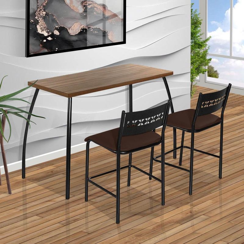 Mesa-Pequena-Com-2-Cadeiras-De-Aco-Preto-Com-Assento-Marrom-01