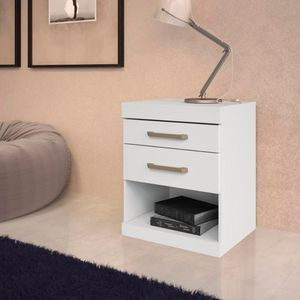 Mesa de Cabeceira Plus Com 2 Gavetas Branco