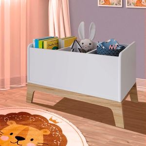 Baú Para Brinquedos Com 3 Repartições 74cm x 38cm Branco Jessie Completa Móveis