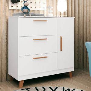 Cômoda Infantil Com Sapateira Branco Acetinado Theo Imaza