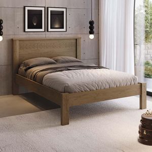 Cama De Casal 149x200 Com Cabeceira 100% MDF Castanho Dubai Fênix