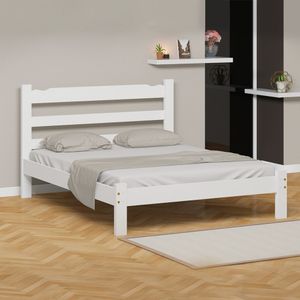 Cama Queen Madeira Maciça Branco Esmeralda Nemargi