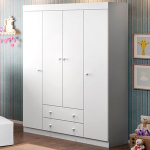 Guarda Roupa Infantil 4 Portas 2 Gavetas Branco Helene Phoenix Baby