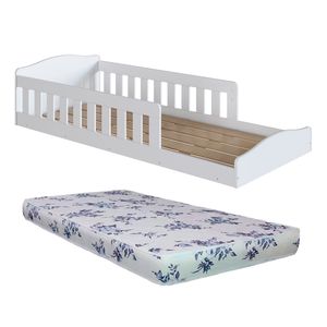 Cama Com Colchão Solteiro Ortobom Montessoriana Infantil Proteção Lateral Encanto Completa Móveis