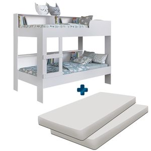 Beliche Com 2 Colchões Solteiro Branco San Diego Art In Móveis
