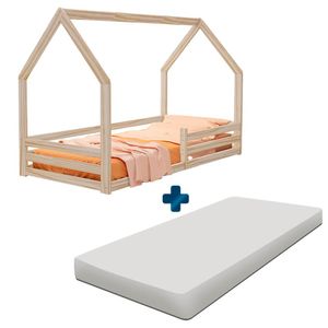 Cama Com Colchão Solteiro Casinha Madeira Maciça Branco