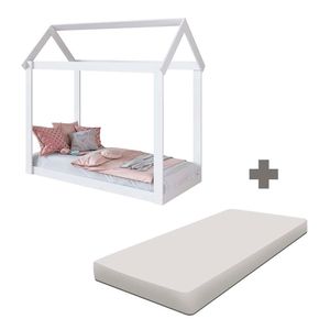 Mini Cama Casinha Com Colchão Infantil Montessoriana Branca Shop JM