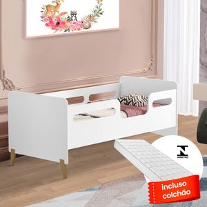 Cama Infantil Com Colchão Grades De Proteção Cecilia VJ Móveis