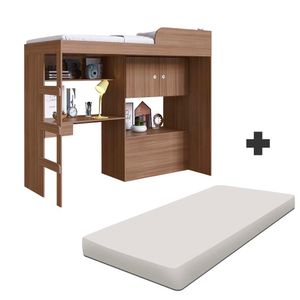 Cama Com Escrivaninha E Colchão Solteiro Montana Lion Shop JM