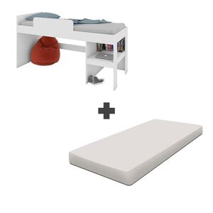 Cama Cabaninha Com Escorregador E Colchão Solteiro Branco Divertkids Shop JM