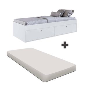 Cama Baú Integrado Com Colchão Solteiro Branco Tokio Art In Móveis