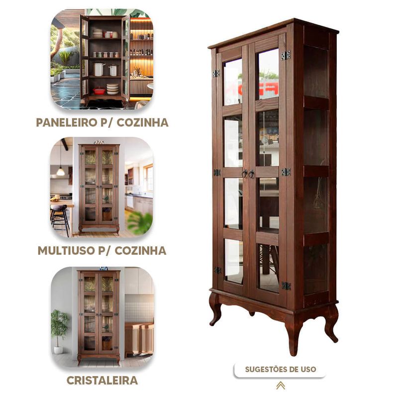 Cristaleira-Rustica-Madeira-Macica-2-Portas-Vidro-Lateral-Imbuia-D113VL-Denk-05
