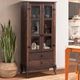 Cristaleira 2 Gavetas Madeira Maciça Portas Vidro D112 Shop JM-1742993913664