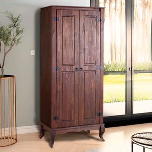 Guarda Roupa 2 Portas Madeira Maciça Rústico Pés Luis XV 4000 Denk