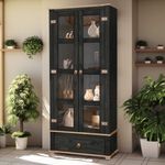 Cristaleira-Rustica-Madeira-Macica-2-Portas-Vidro-Preto-Garapa-D106-Denk-09