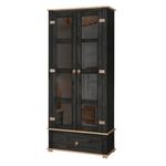 Cristaleira-Rustica-Madeira-Macica-2-Portas-Vidro-Preto-Garapa-D106-Denk-01