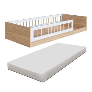 Cama Com Colchão Solteiro Montessoriana Infantil Proteção Lateral Affetto Completa Móveis