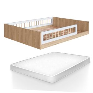Cama Com Colchão Casal Montessoriana Infantil Proteção Lateral Affetto Completa Móveis