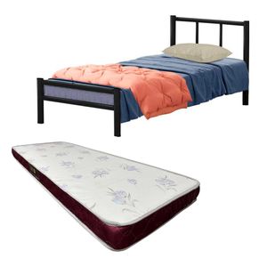 Cama Solteiro Ferro Com Colchão Castor 78 Tubular Shop JM