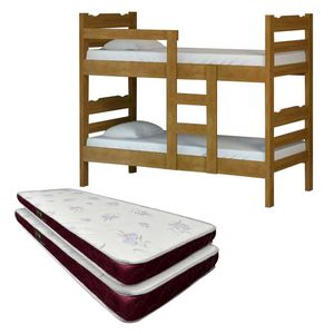 Beliche Com 2 Colchões Castor Solteiro Madeira Maciça Imbuia Shop JM