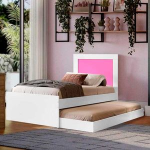Bicama Solteiro Com 2 Colchões Castor 100% MDF Branco Rosa Shop JM