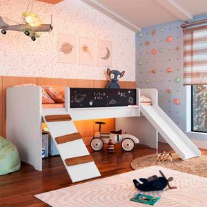 Cama Solteiro Com Colchão Castor Escorregador Cabaninha Infantil Shop JM