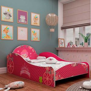 Cama Infantil Com Colchão Castor Solteiro Princesa Pink Ploc Shop JM